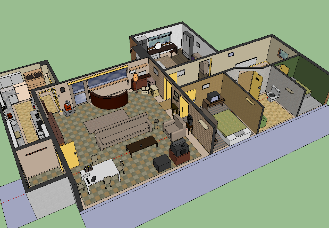 Only Fools & Horses Flat Made With Sketch up